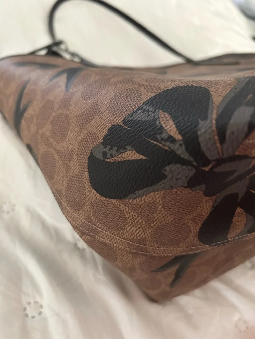 Coach Brown Signature Canvas Tote with Black Bow Accents - Picture 5 of 10
